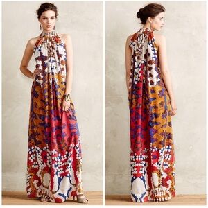 Anthropologie Roopa Pemmaraju Lorna Silk Maxi Dress - Size 4 Boho Vibrant